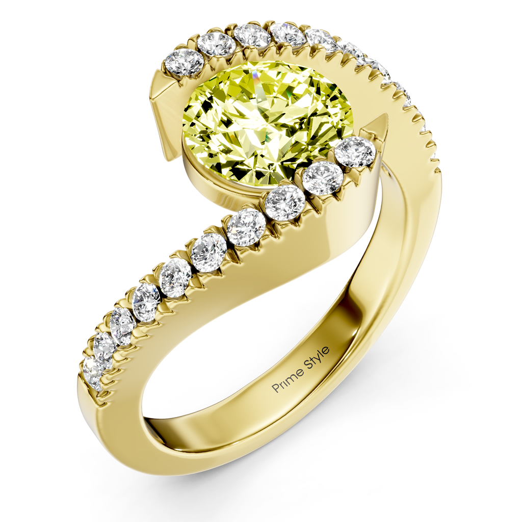 1.30-4.30 CT Round Cut Fancy Yellow Diamonds - Engagement Ring