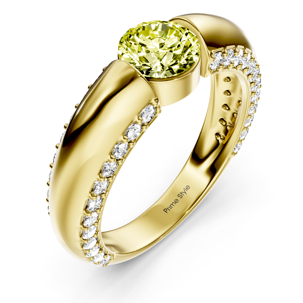 1.65-4.65 CT Round Cut Fancy Yellow Diamonds - Engagement Ring