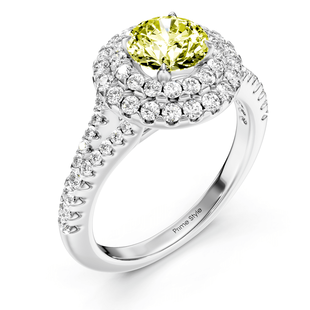 1.49 - 4.49 CT Round Cut Fancy Yellow Diamonds - Engagement Ring - Primestyle.com