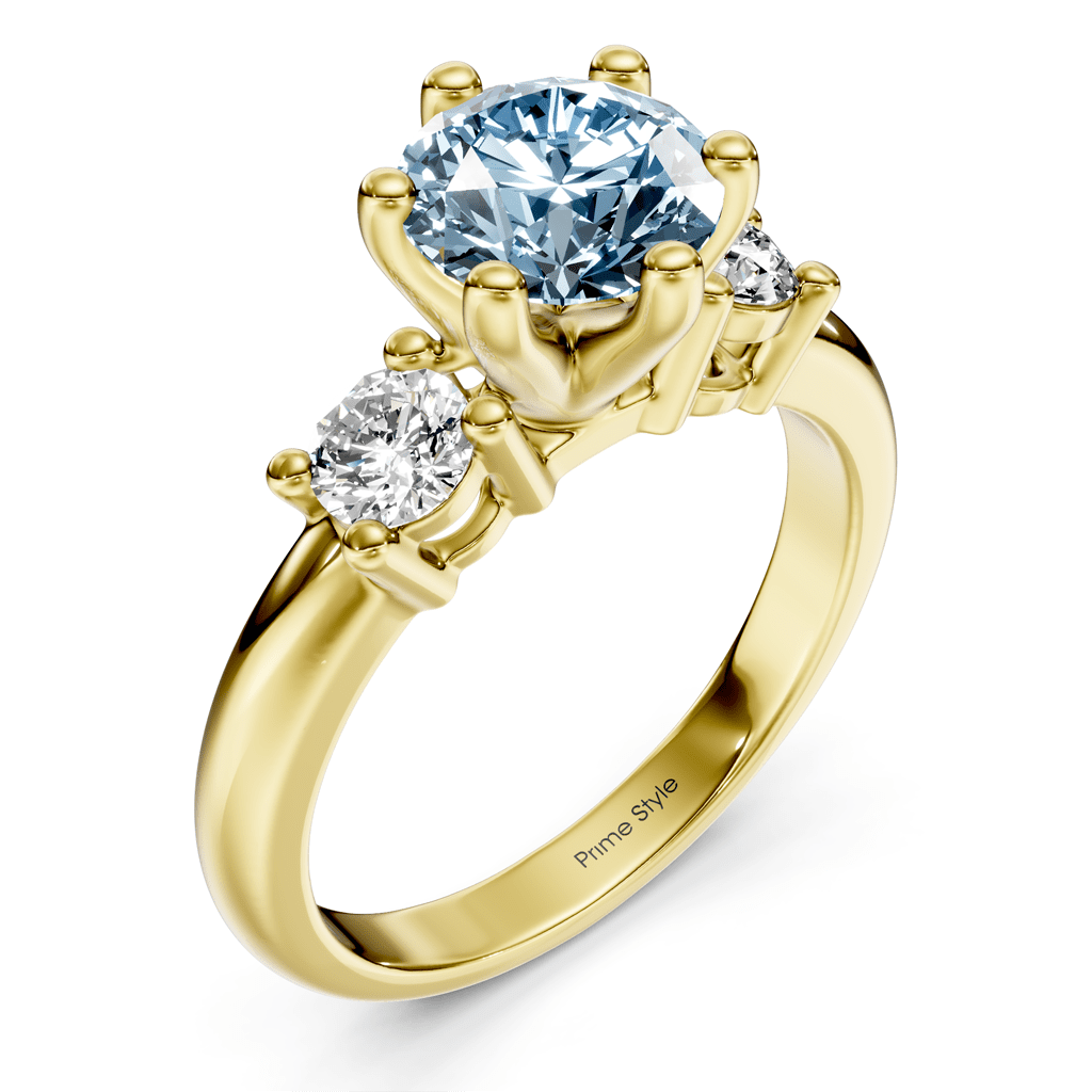 1.40-4.40 CT Round Cut Fancy Blue Diamonds - Engagement Ring