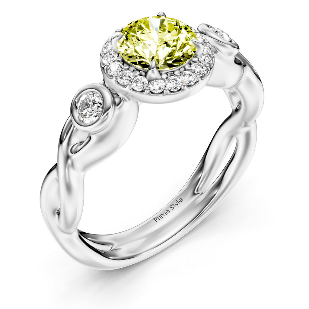 1.27-4.27 CT Round Cut Fancy Yellow Diamonds - Engagement Ring
