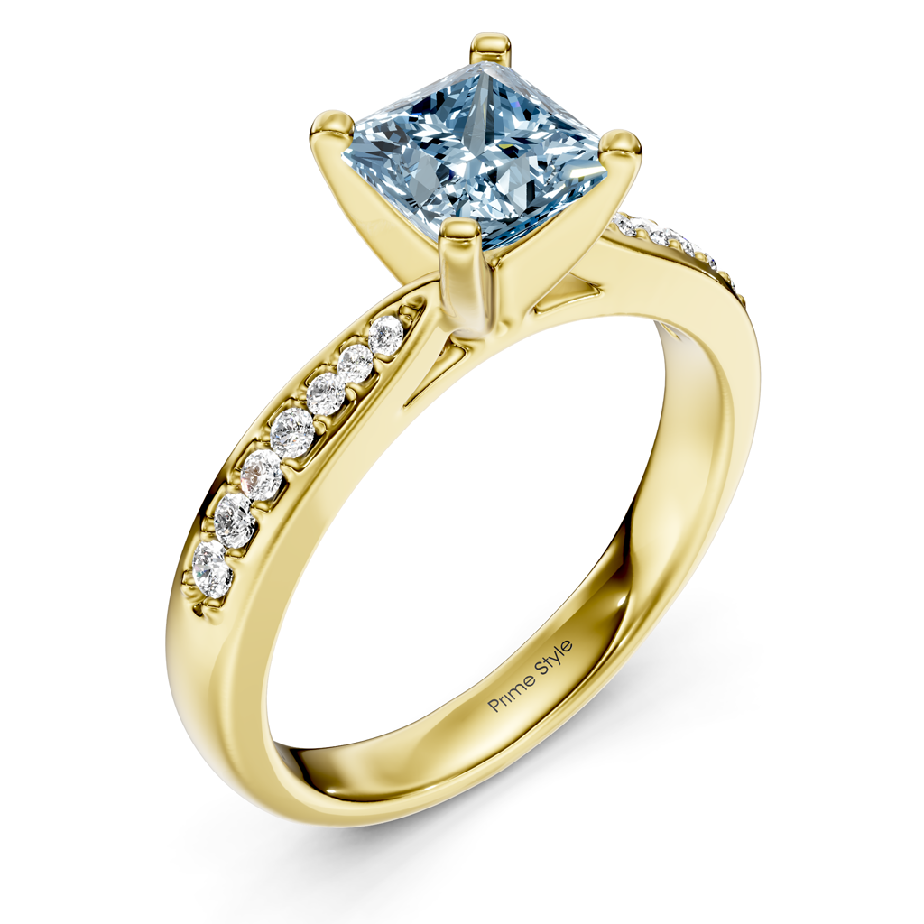 1.15-4.15 CT Princess & Round Cut Fancy Blue Diamonds - Engagement Ring