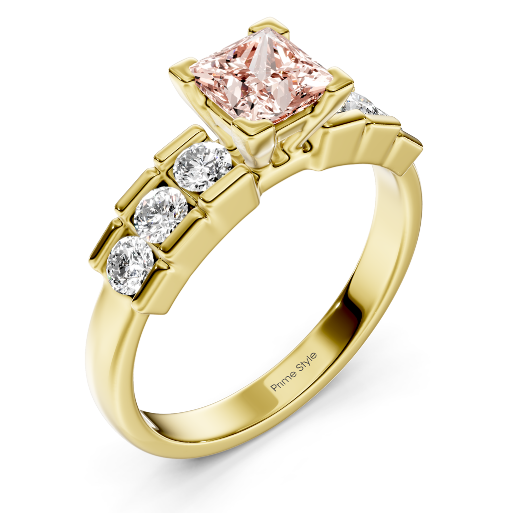 1.60-4.60 CT Princess & Round Cut Fancy Pink Diamonds - Engagement Ring