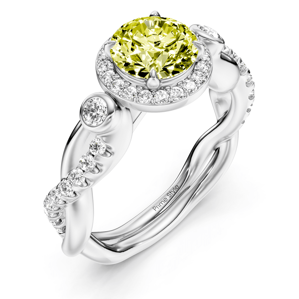 1.47 - 4.47 CT Round Cut Fancy Yellow Diamonds - Engagement Ring - Primestyle.com