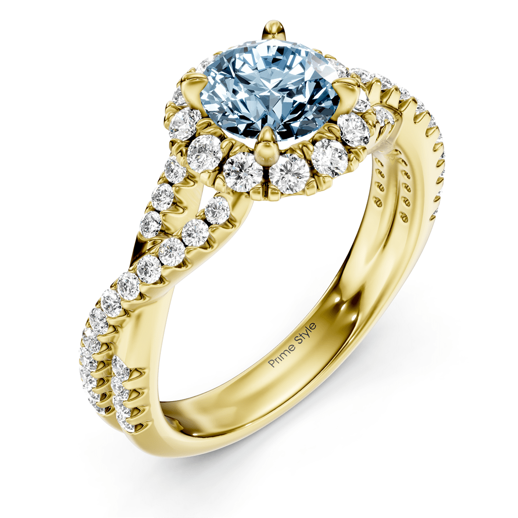 1.45-4.45 CT Round Cut Fancy Blue Diamonds - Engagement Ring