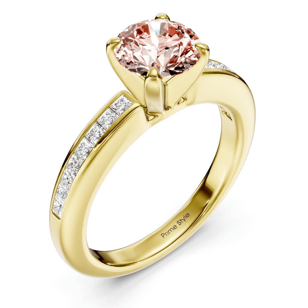 1.32-4.32 CT Princess & Round Cut Fancy Pink Diamonds - Engagement Ring