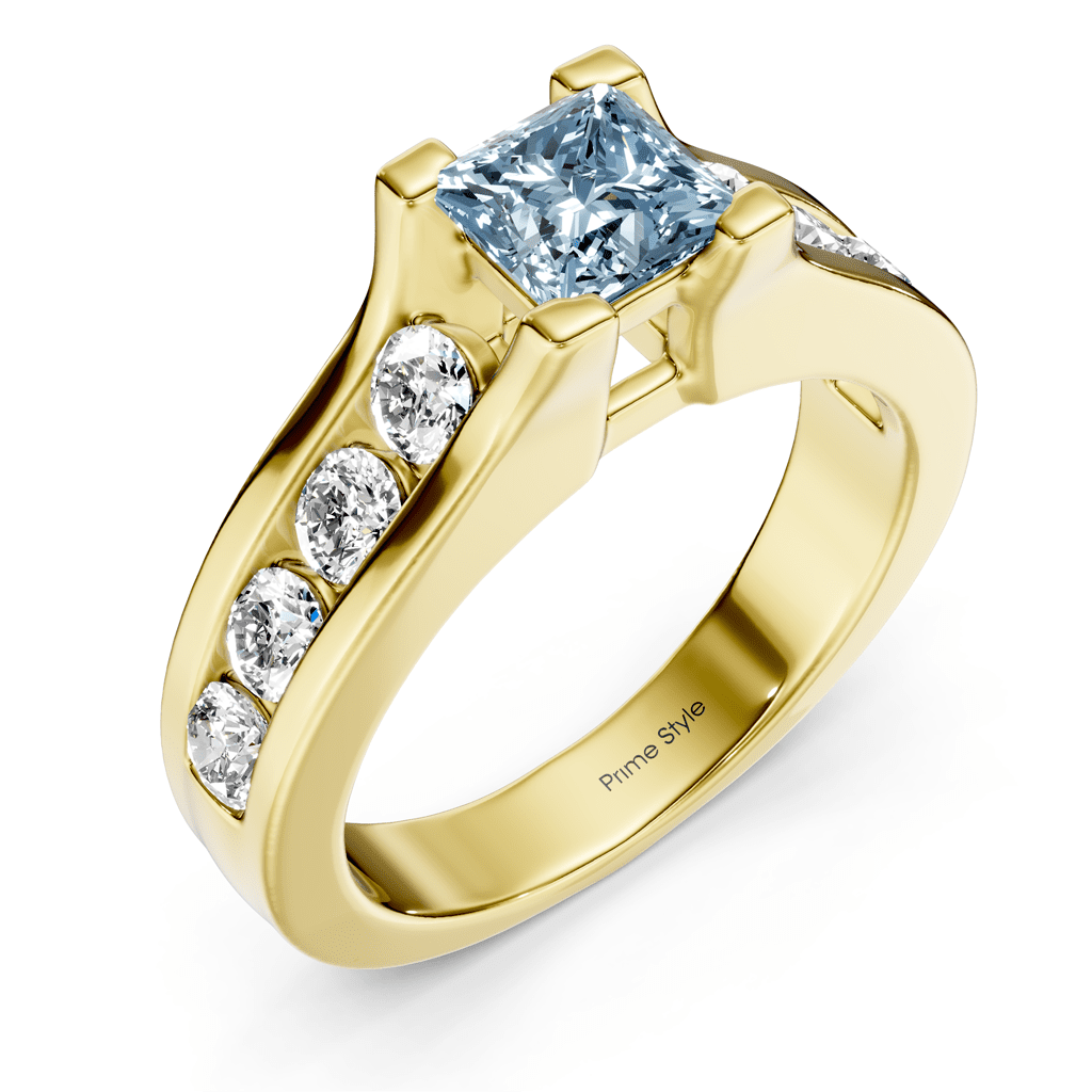 1.80 - 4.80 CT Princess & Round Cut Fancy Blue Diamonds - Engagement Ring - Primestyle.com