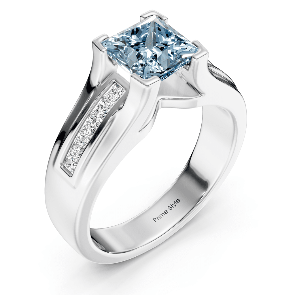 1.35 - 4.35 CT Princess Cut Fancy Blue Diamonds - Engagement Ring - Primestyle.com