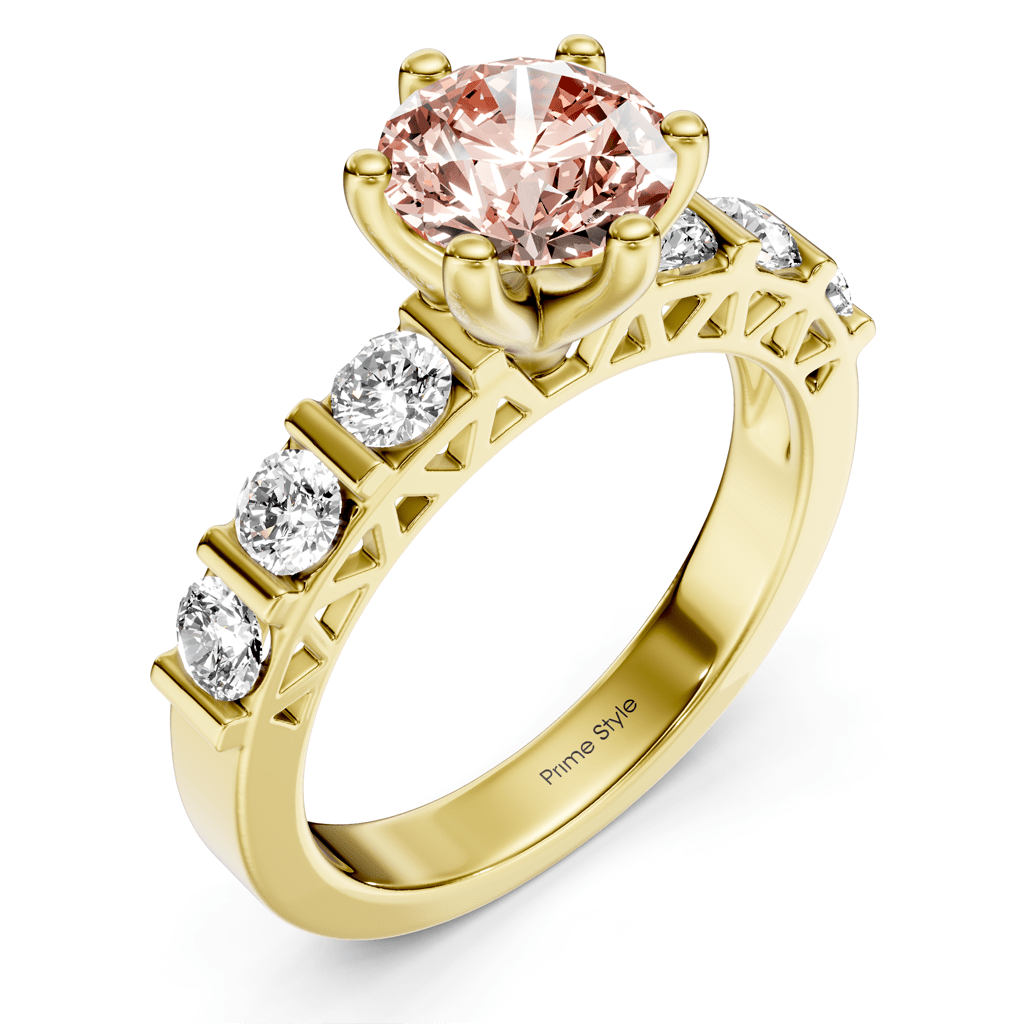 1.60 - 4.60 CT Round Cut Fancy Pink Diamonds - Engagement Ring - Primestyle.com