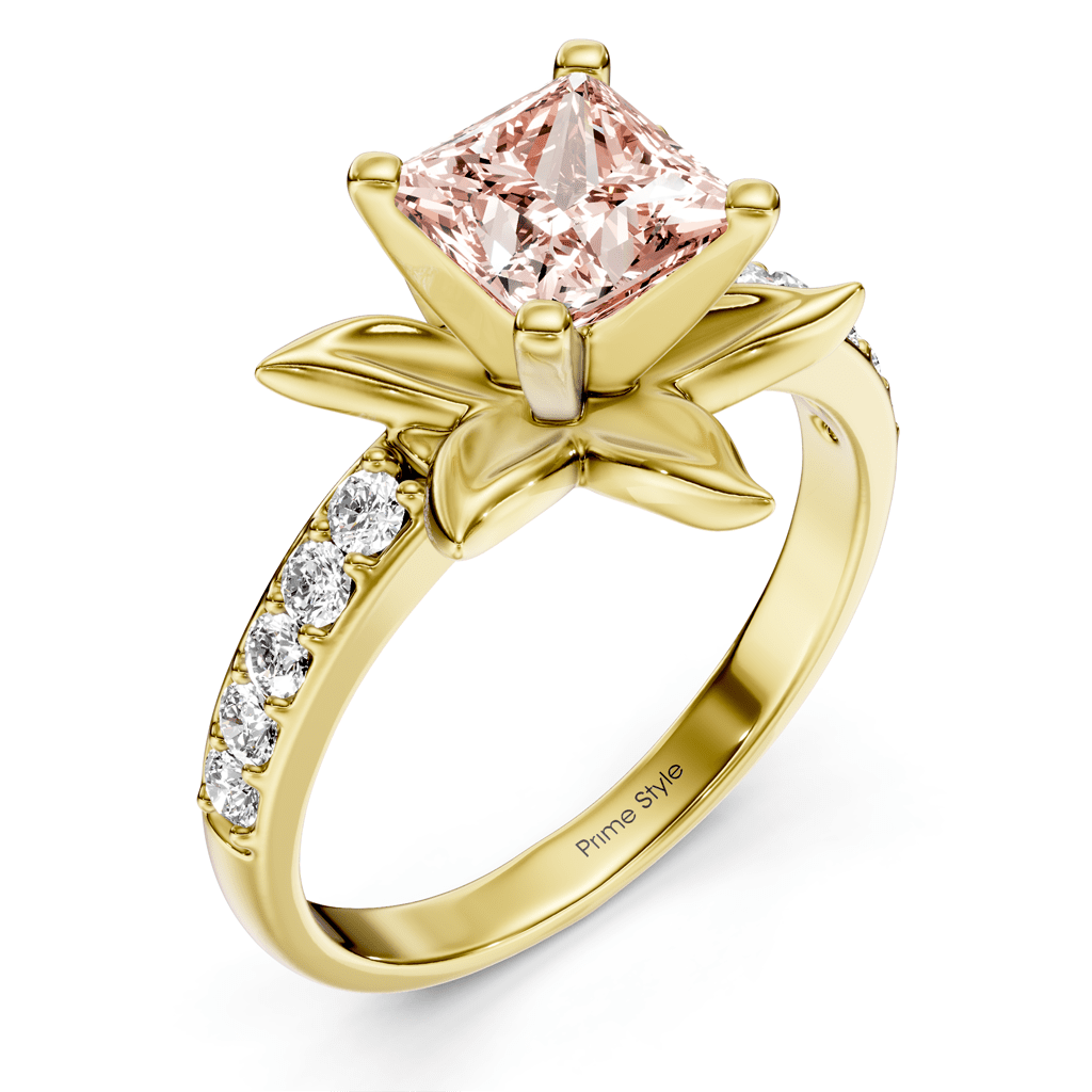 1.25 - 4.25 CT Princess & Round Cut Fancy Pink Diamonds - Engagement Ring - Primestyle.com