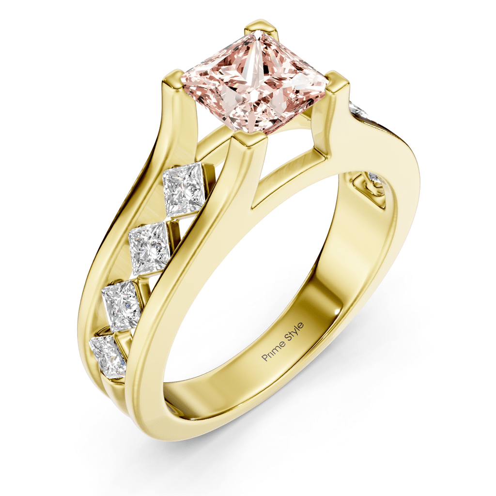 1.80 - 4.80 CT Princess Cut Fancy Pink Diamonds - Engagement Ring - Primestyle.com