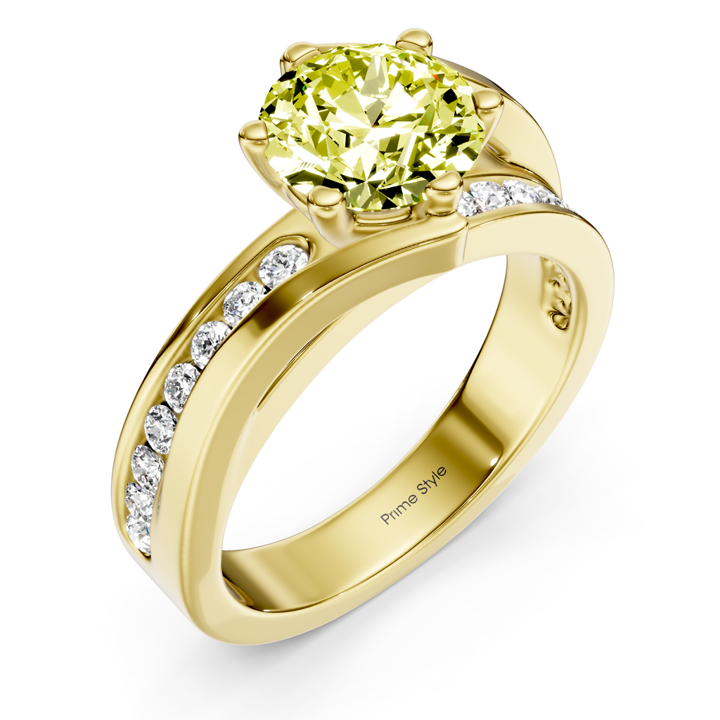 1.35-4.35 CT Round Cut Fancy Yellow Diamonds - Engagement Ring