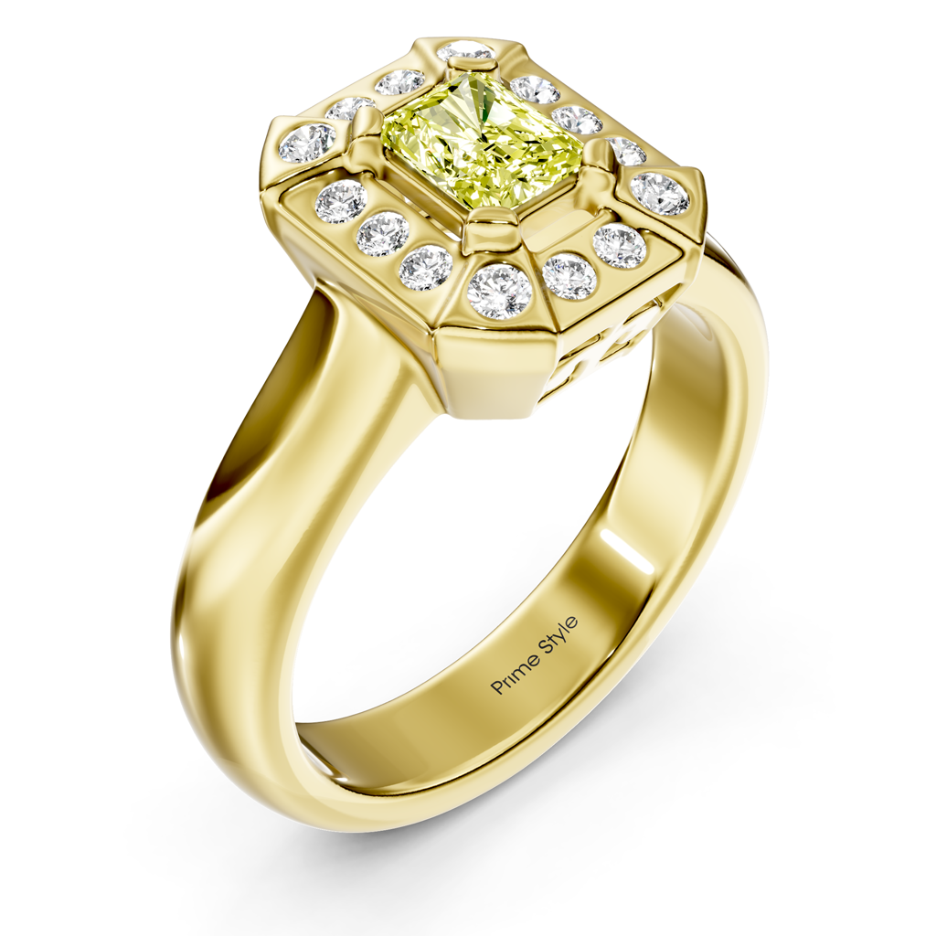1.16-4.16 CT Radiant & Round Cut Fancy Yellow Diamonds - Engagement Ring
