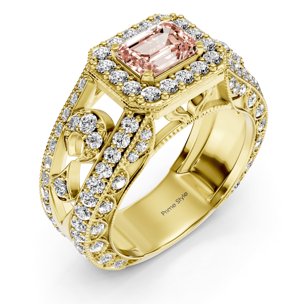 1.95 - 4.95 CT Emerald & Round Cut Fancy Pink Diamonds - Engagement Ring - Primestyle.com