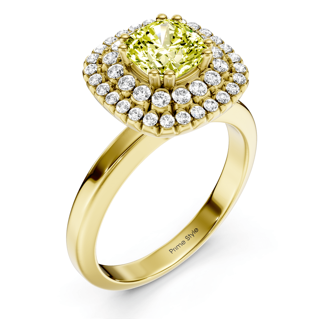 1.34 - 4.34 CT Cushion & Round Cut Fancy Yellow Diamonds - Engagement Ring - Primestyle.com