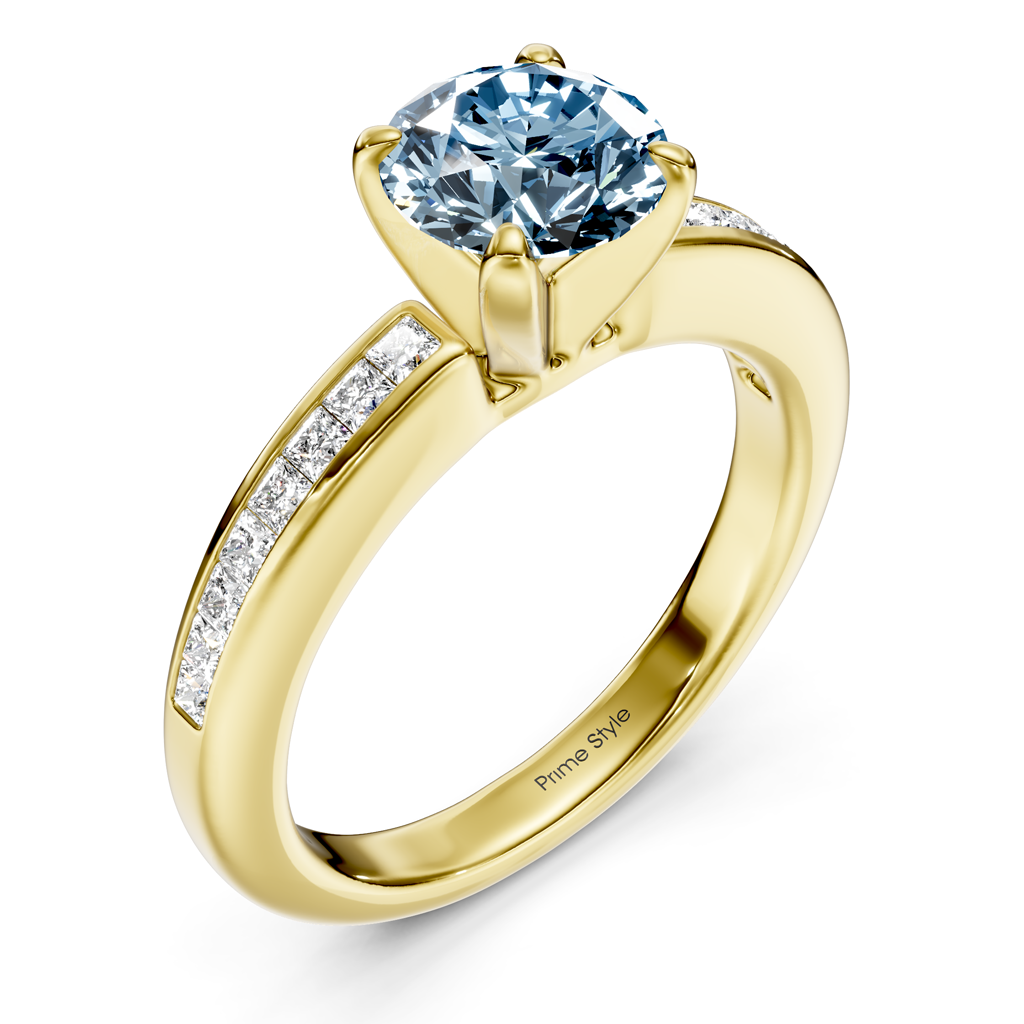 1.32-4.32 CT Princess & Round Cut Fancy Blue Diamonds - Engagement Ring