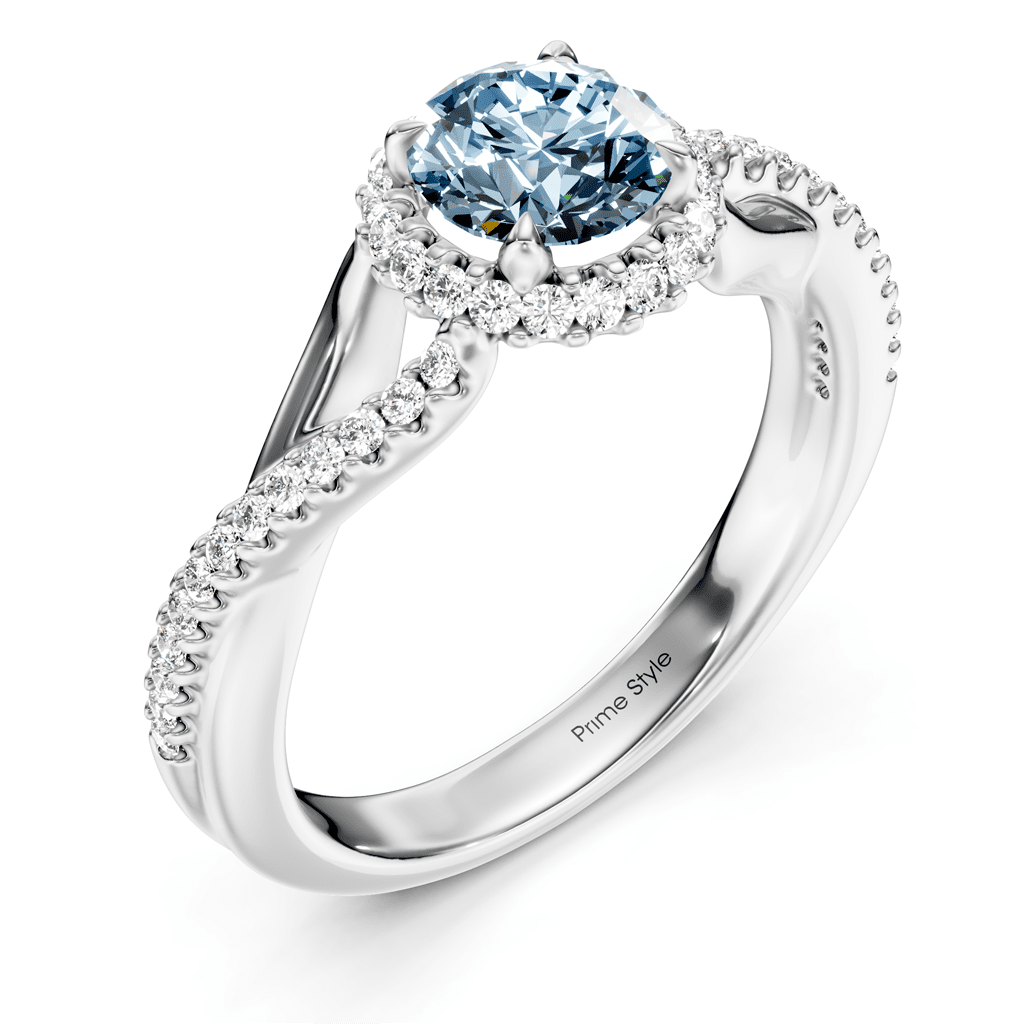 1.25 - 4.25 CT Round Cut Fancy Blue Diamonds - Engagement Ring - Primestyle.com