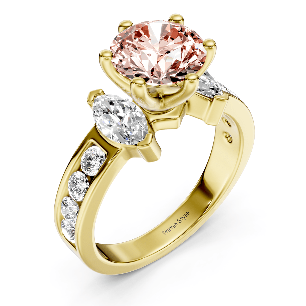1.85 - 4.85 CT Marquise & Round Cut Fancy Pink Diamonds - Engagement Ring - Primestyle.com