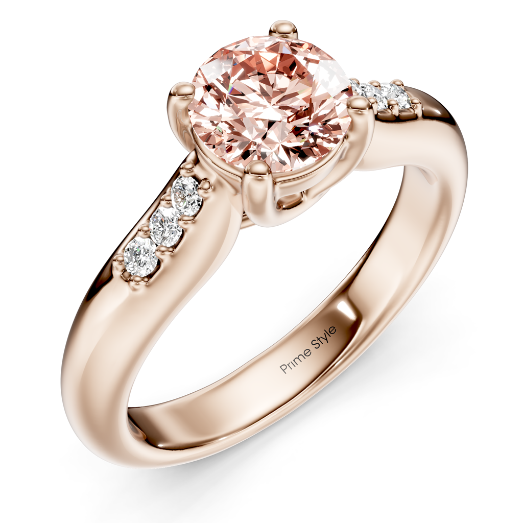 1.10-4.10 CT Round Cut Fancy Pink Diamonds - Engagement Ring