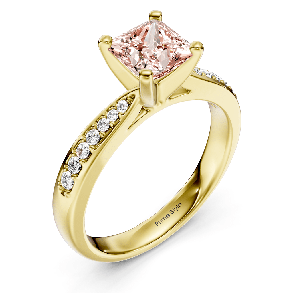 1.15 - 4.15 CT Princess & Round Cut Fancy Pink Diamonds - Engagement Ring - Primestyle.com