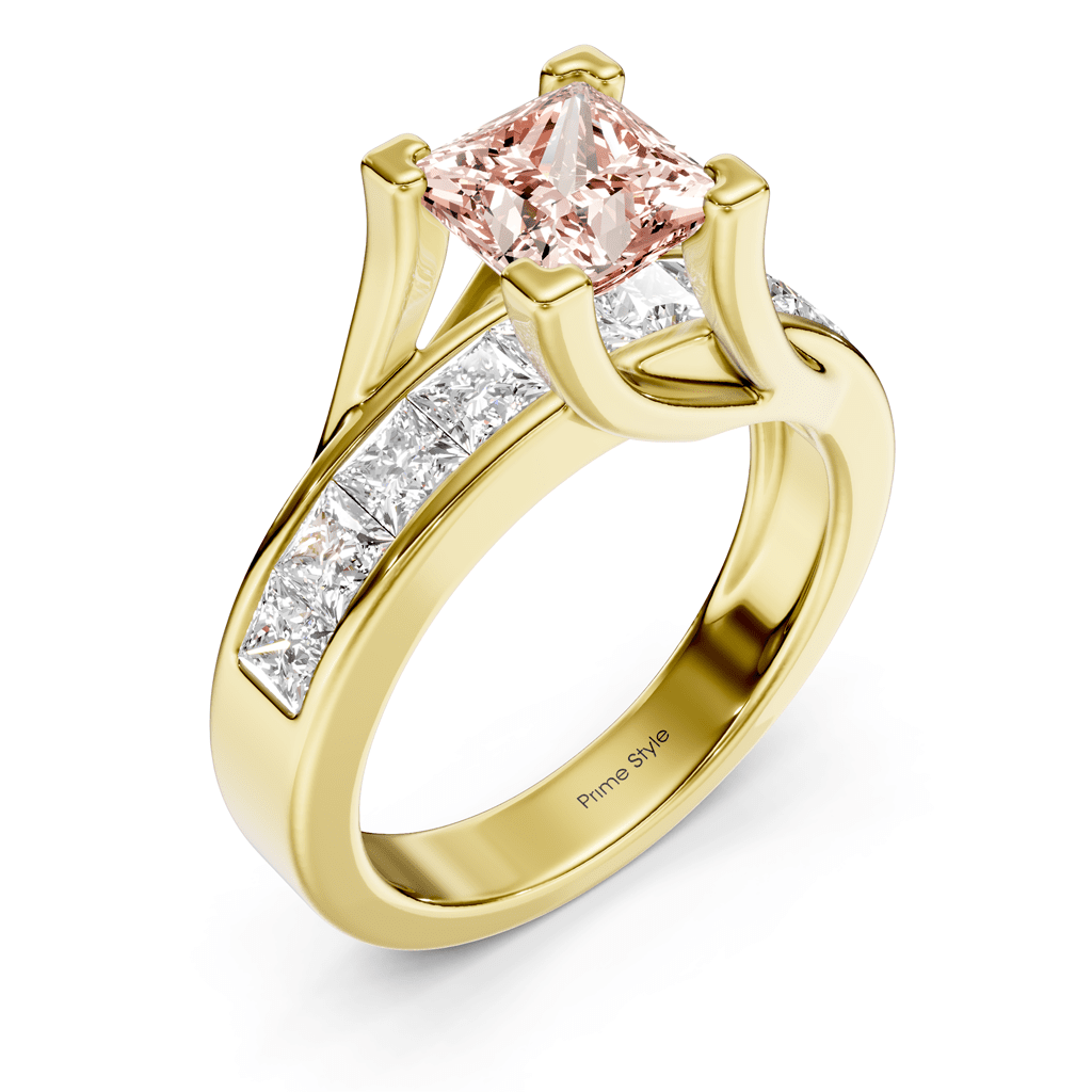 2.20-5.20 CT Princess Cut Fancy Pink Diamonds - Engagement Ring
