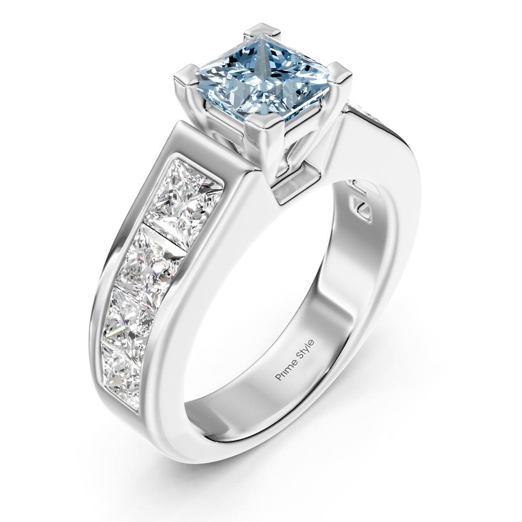 3.30-6.30 CT Princess Cut Fancy Blue Diamonds - Engagement Ring