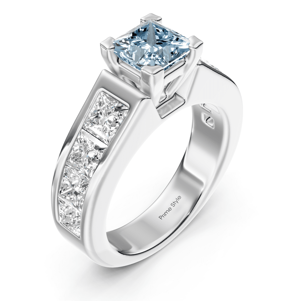 3.30 - 6.30 CT Princess Cut Fancy Blue Diamonds - Engagement Ring - Primestyle.com