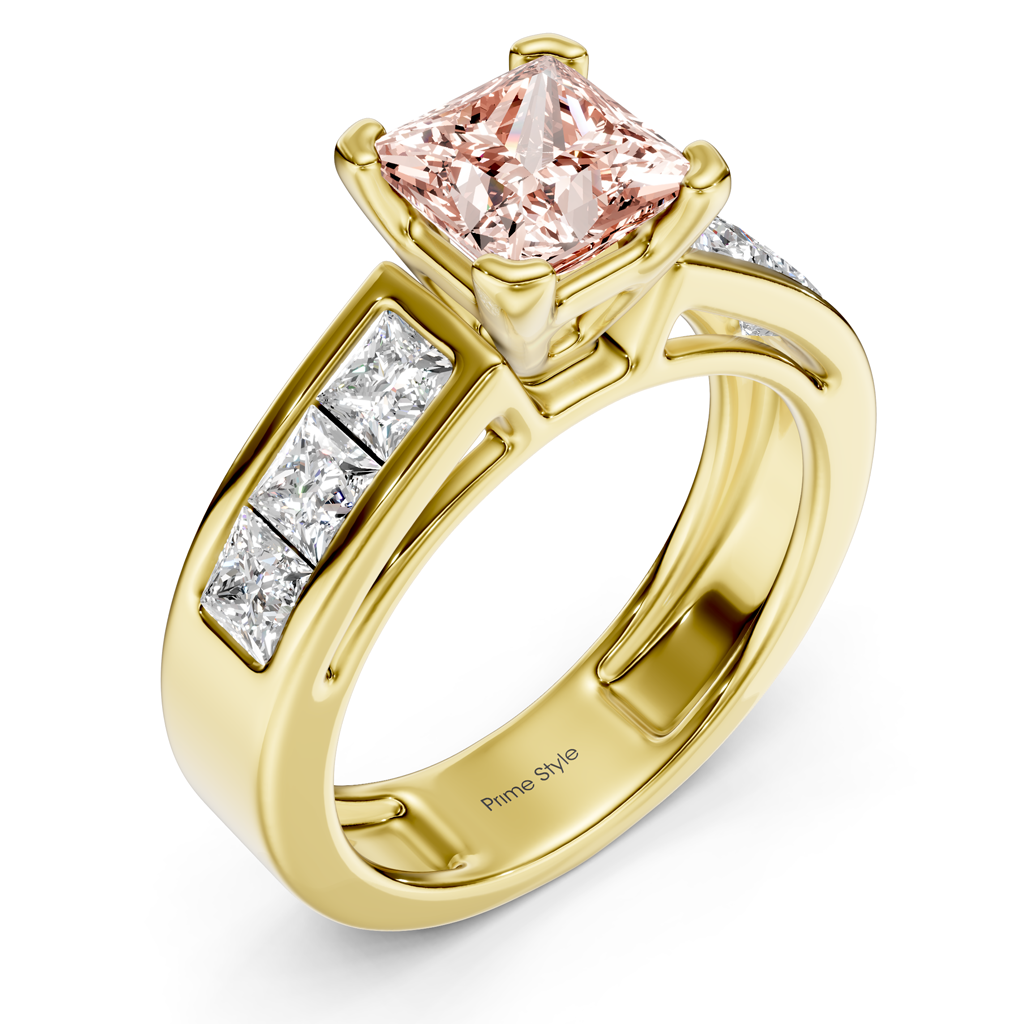 2.05-5.05 CT Princess Cut Fancy Pink Diamonds - Engagement Ring