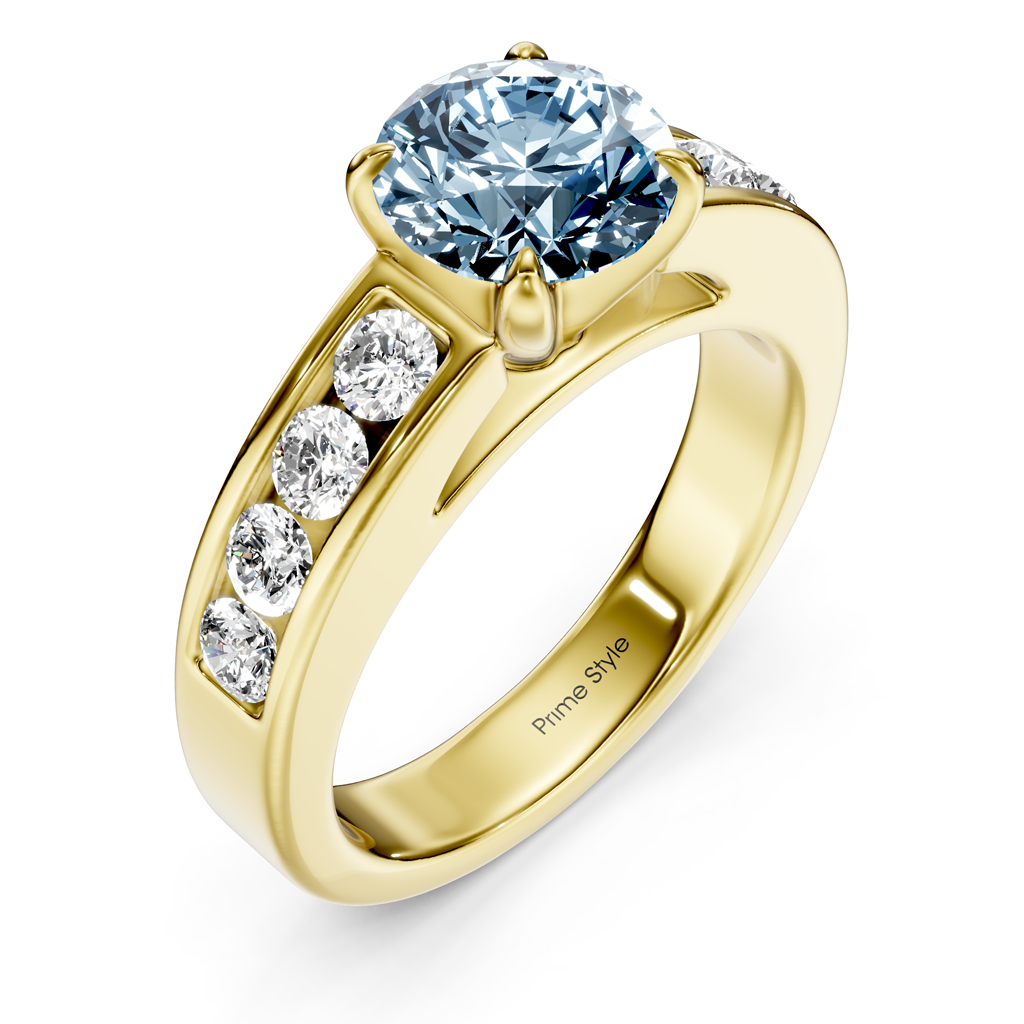 1.45-4.45 CT Round Cut Fancy Blue Diamonds - Engagement Ring