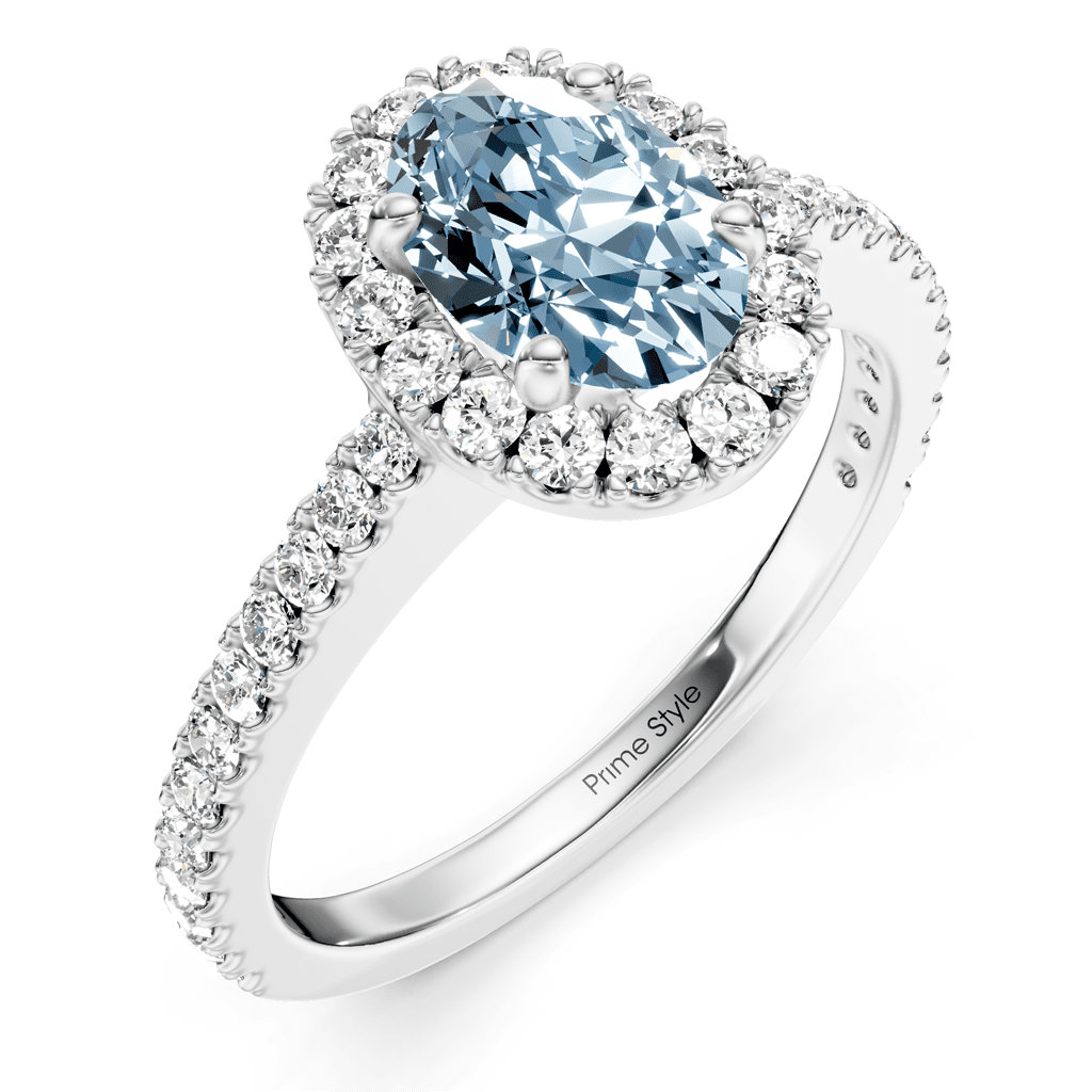 1.37 - 4.37 CT Oval & Round Cut Fancy Blue Diamonds - Engagement Ring - Primestyle.com
