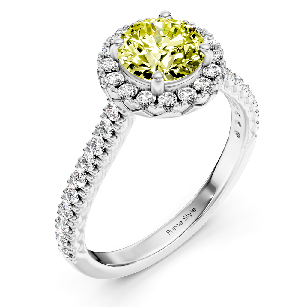1.45-4.45 CT Round Cut Fancy Yellow Diamonds - Engagement Ring