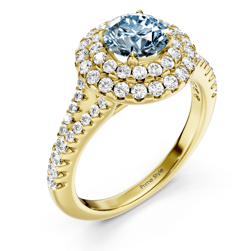 1.49-4.49 CT Round Cut Fancy Blue Diamonds - Engagement Ring