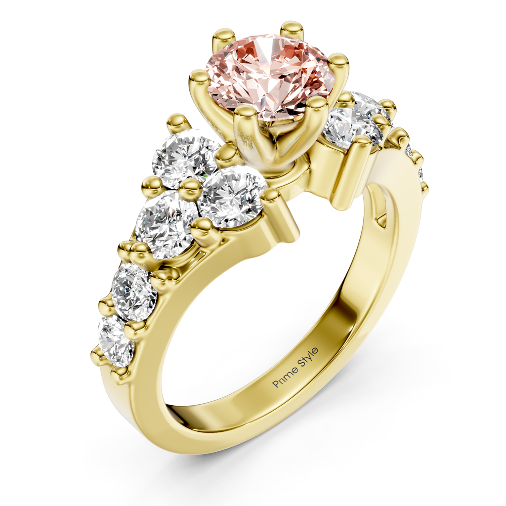 2.40-5.40 CT Round Cut Fancy Pink Diamonds - Engagement Ring