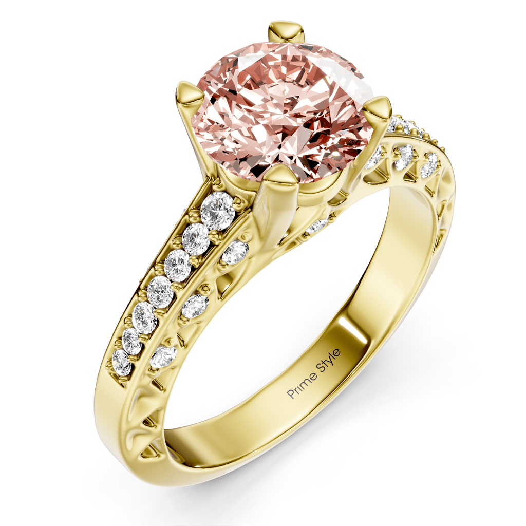 1.25 - 4.25 CT Round Cut Fancy Pink Diamonds - Engagement Ring - Primestyle.com