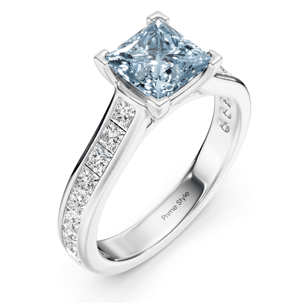 1.80-4.80 CT Princess Cut Fancy Blue Diamonds - Engagement Ring