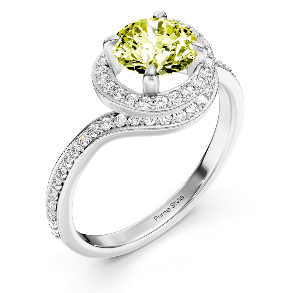 1.25-4.25 CT Round Cut Fancy Yellow Diamonds - Engagement Ring