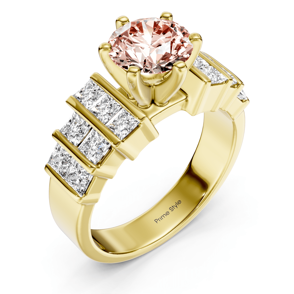2.20-5.20 CT Princess & Round Cut Fancy Pink Diamonds - Engagement Ring