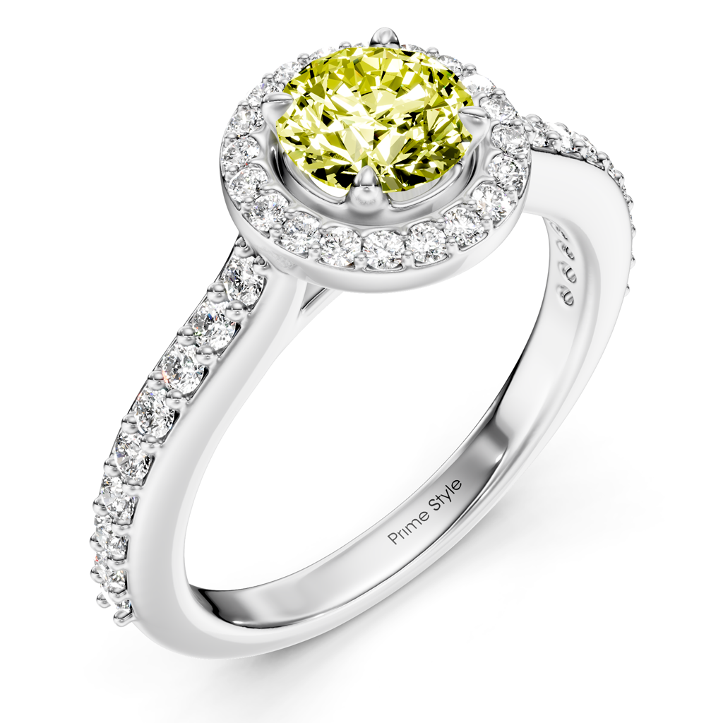 1.40-4.40 CT Round Cut Fancy Yellow Diamonds - Engagement Ring