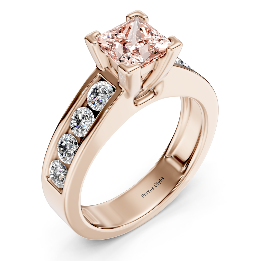 1.80-4.80 CT Princess & Round Cut Fancy Pink Diamonds - Engagement Ring