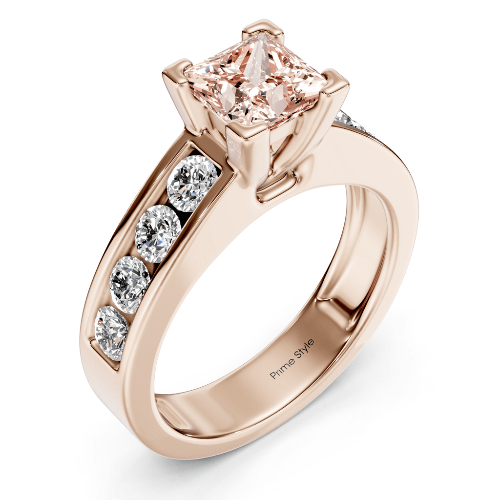 1.80 - 4.80 CT Princess & Round Cut Fancy Pink Diamonds - Engagement Ring - Primestyle.com