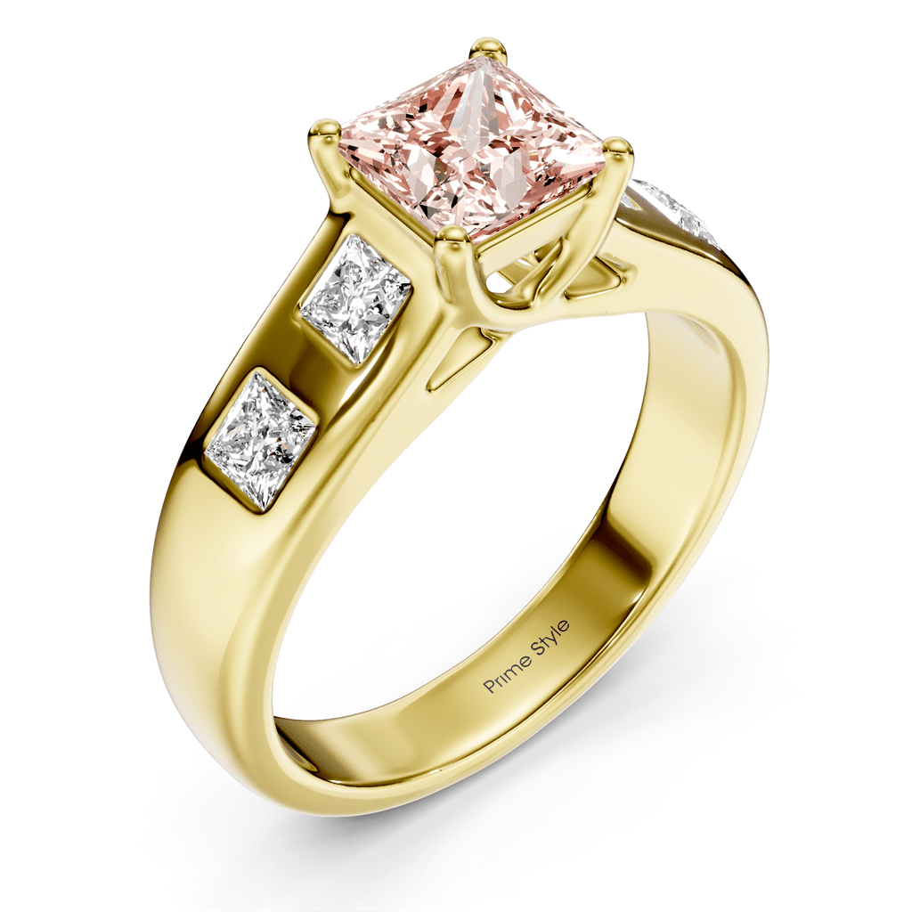 1.50 - 4.50 CT Princess Cut Fancy Pink Diamonds - Engagement Ring - Primestyle.com