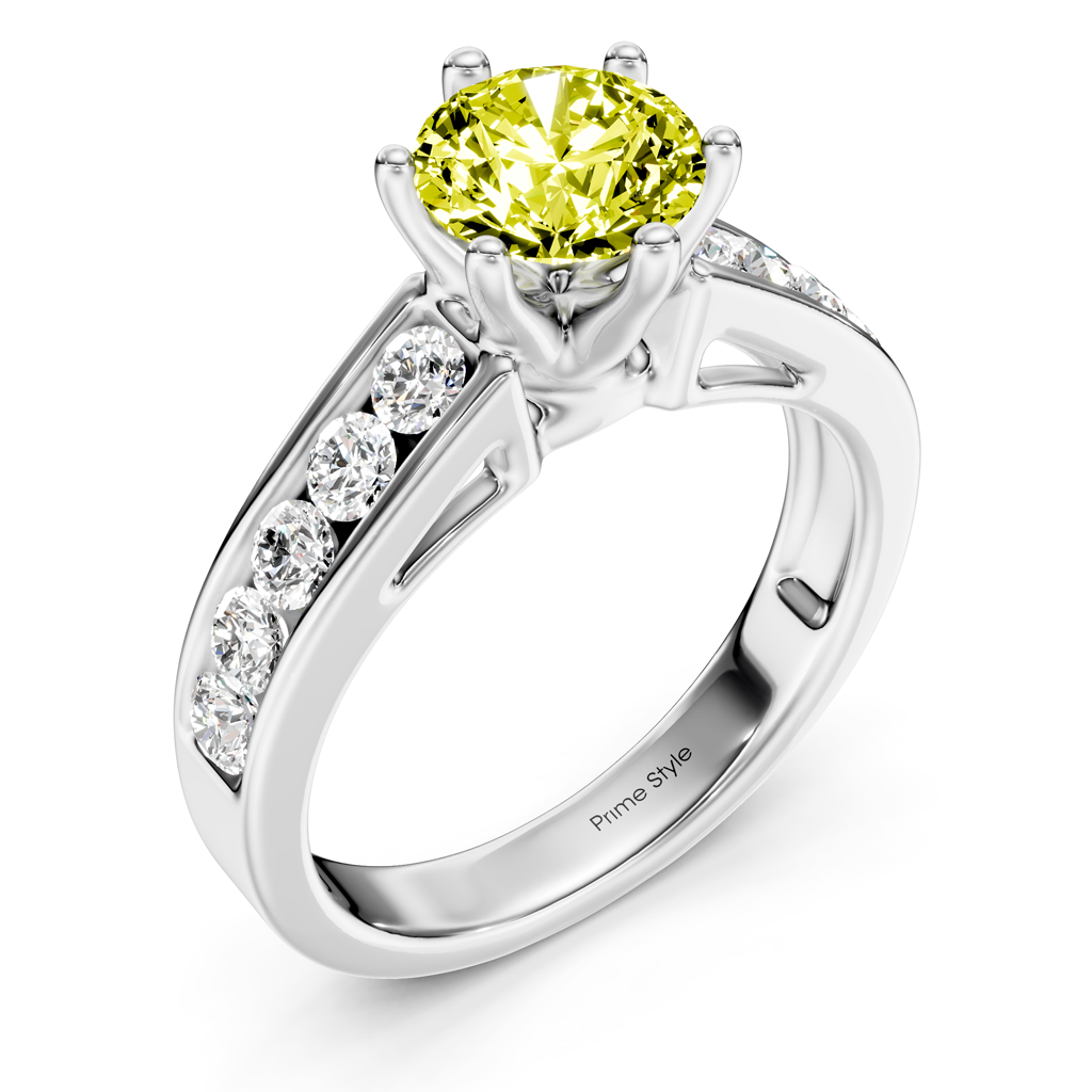 1.65-4.65 CT Round Cut Fancy Yellow Diamonds - Engagement Ring