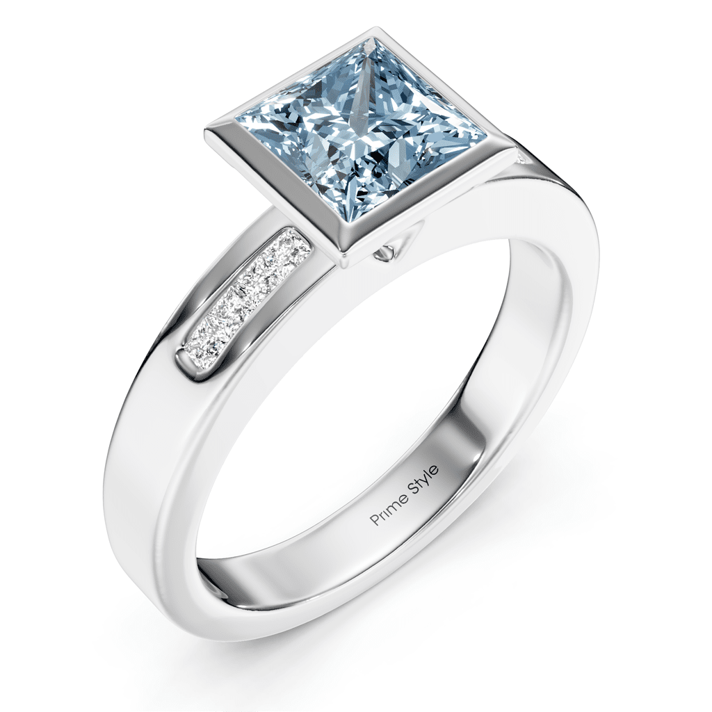 1.20-4.20 CT Princess Cut Fancy Blue Diamonds - Engagement Ring