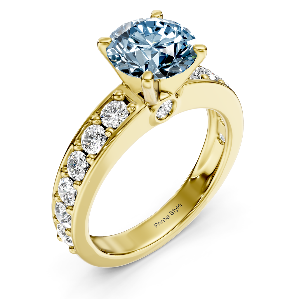 1.80-4.80 CT Princess & Round Cut Fancy Blue Diamonds - Engagement Ring