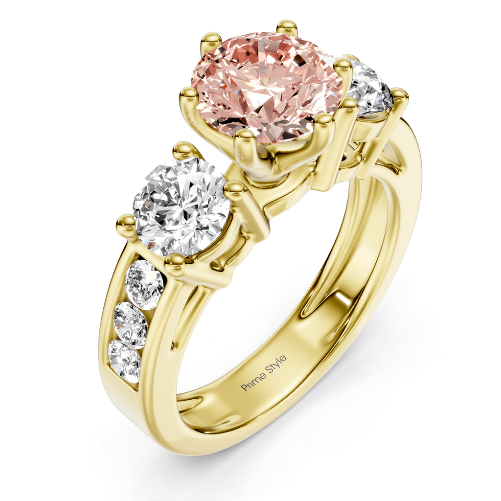 1.80 - 4.80 CT Princess & Round Cut Fancy Pink Diamonds - Engagement Ring - Primestyle.com
