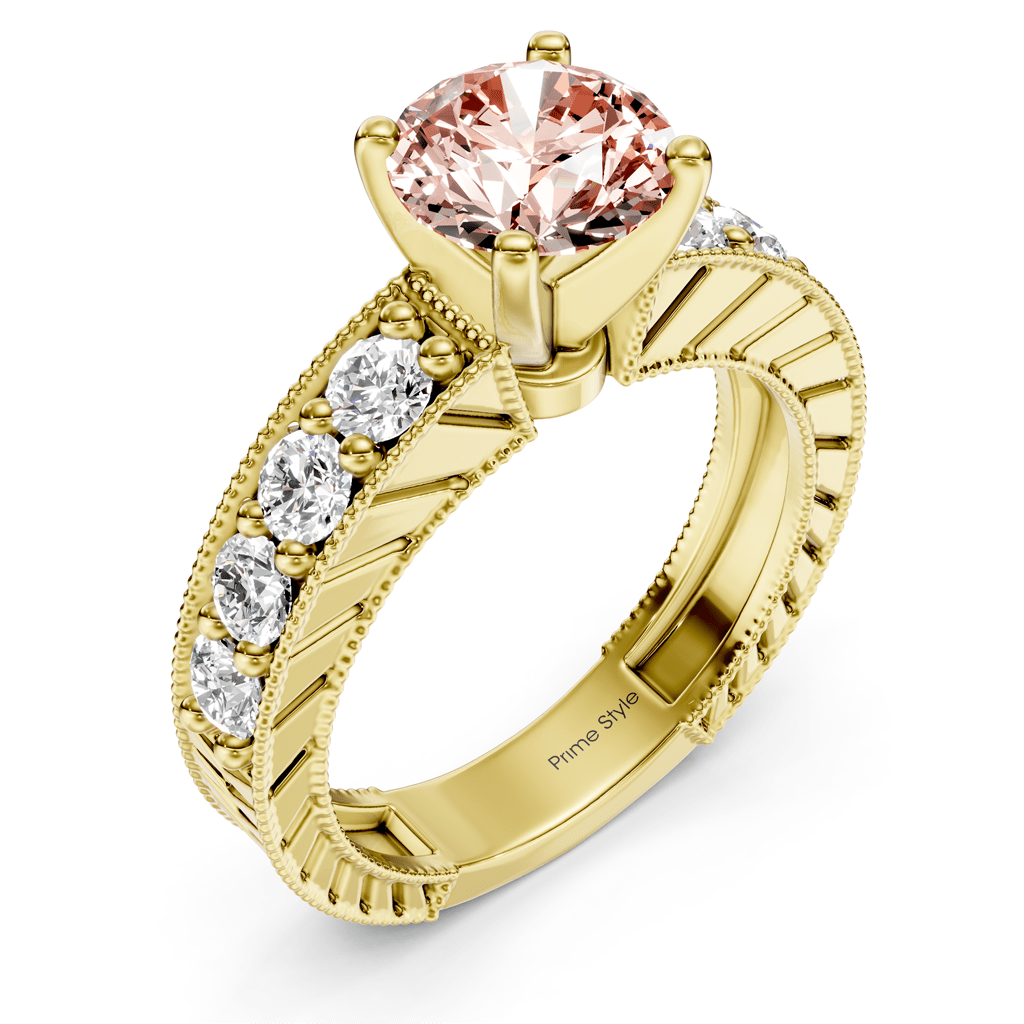 1.85 - 4.85 CT Princess & Round Cut Fancy Pink Diamonds - Engagement Ring - Primestyle.com