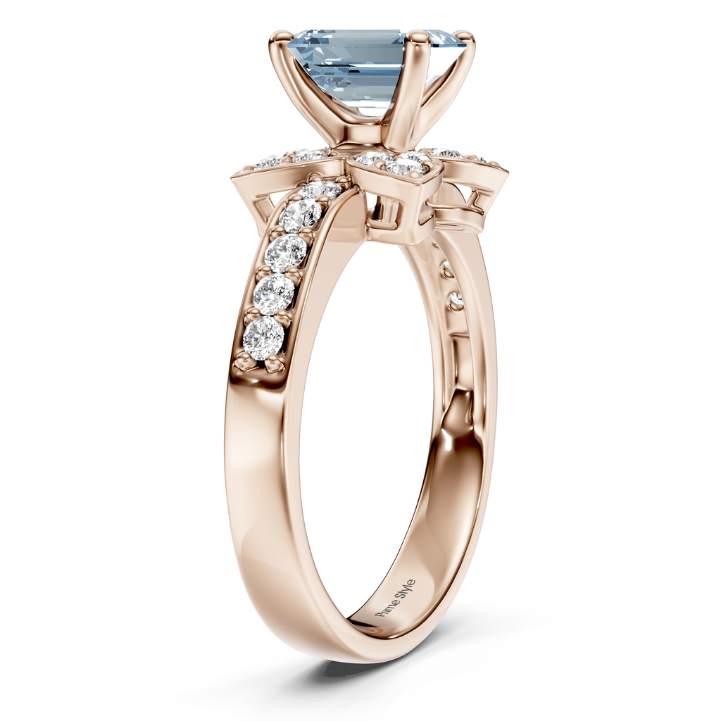 1.40-4.40 CT Emerald & Round Cut Fancy Blue Diamonds - Engagement Ring