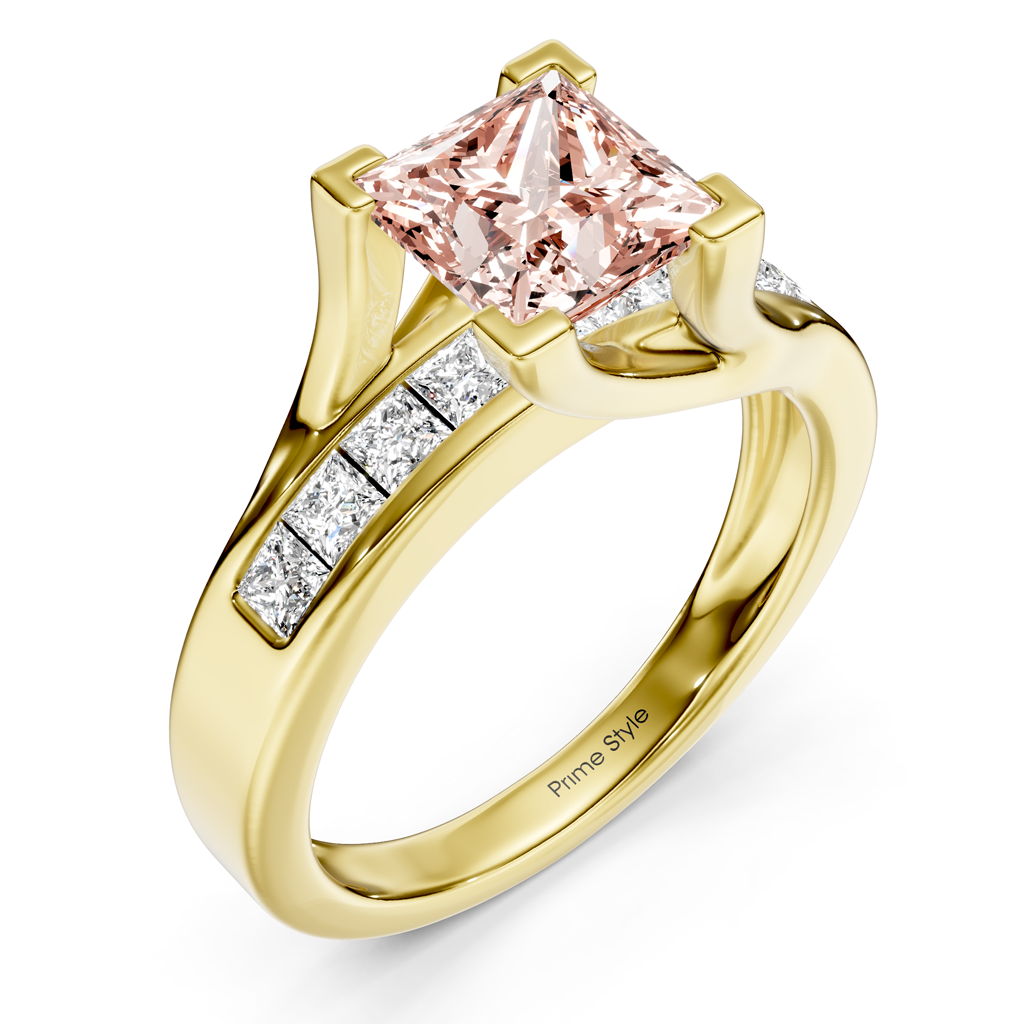 1.45-4.45 CT Princess Cut Fancy Pink Diamonds - Engagement Ring