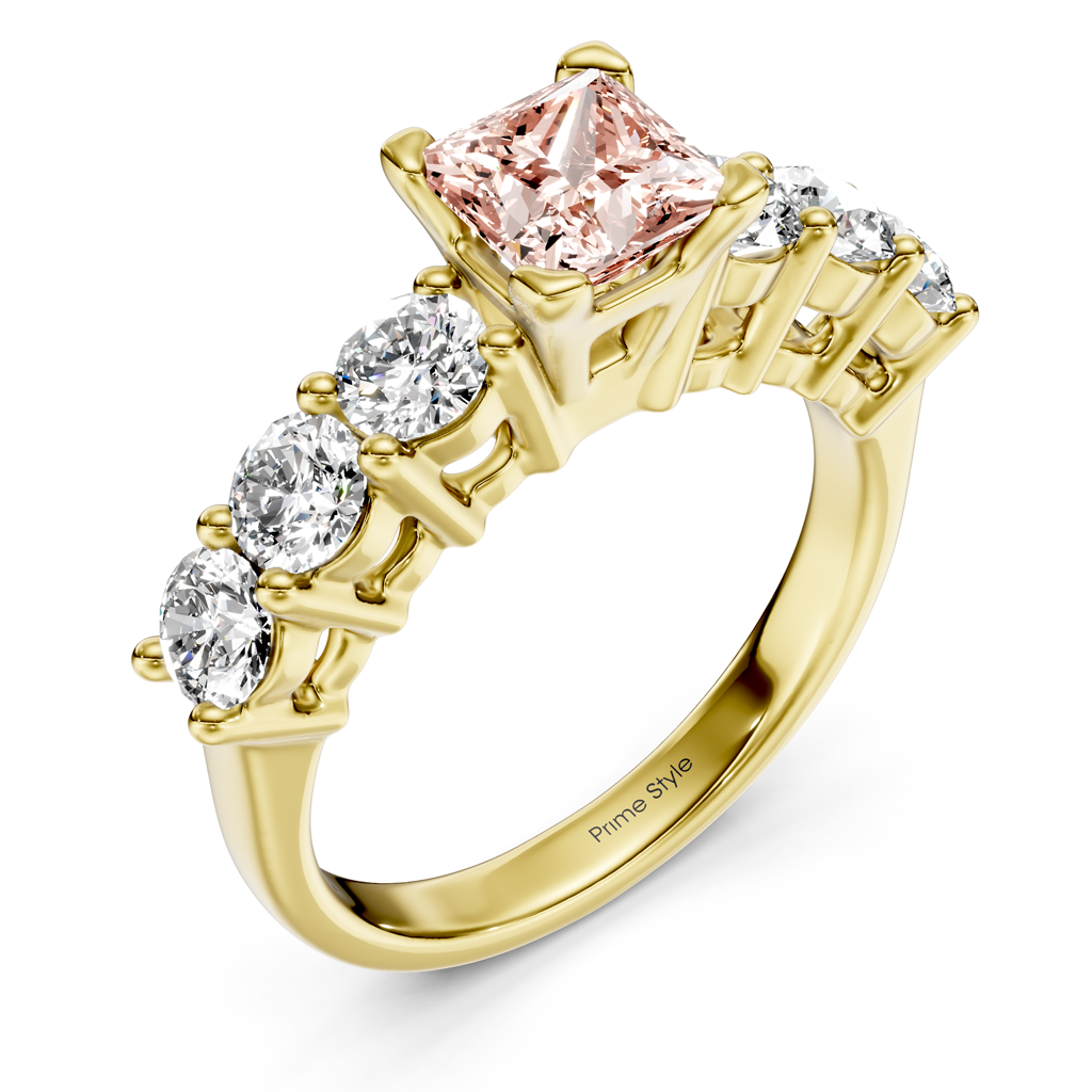 2.60-5.60 CT Round Cut Fancy Pink Diamonds - Engagement Ring