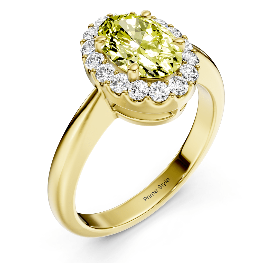 1.30 - 4.30 CT Oval & Round Cut Fancy Yellow Diamonds - Engagement Ring - Primestyle.com